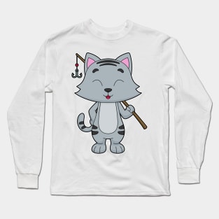 Cat Fishing Fisher Finshing rod Long Sleeve T-Shirt